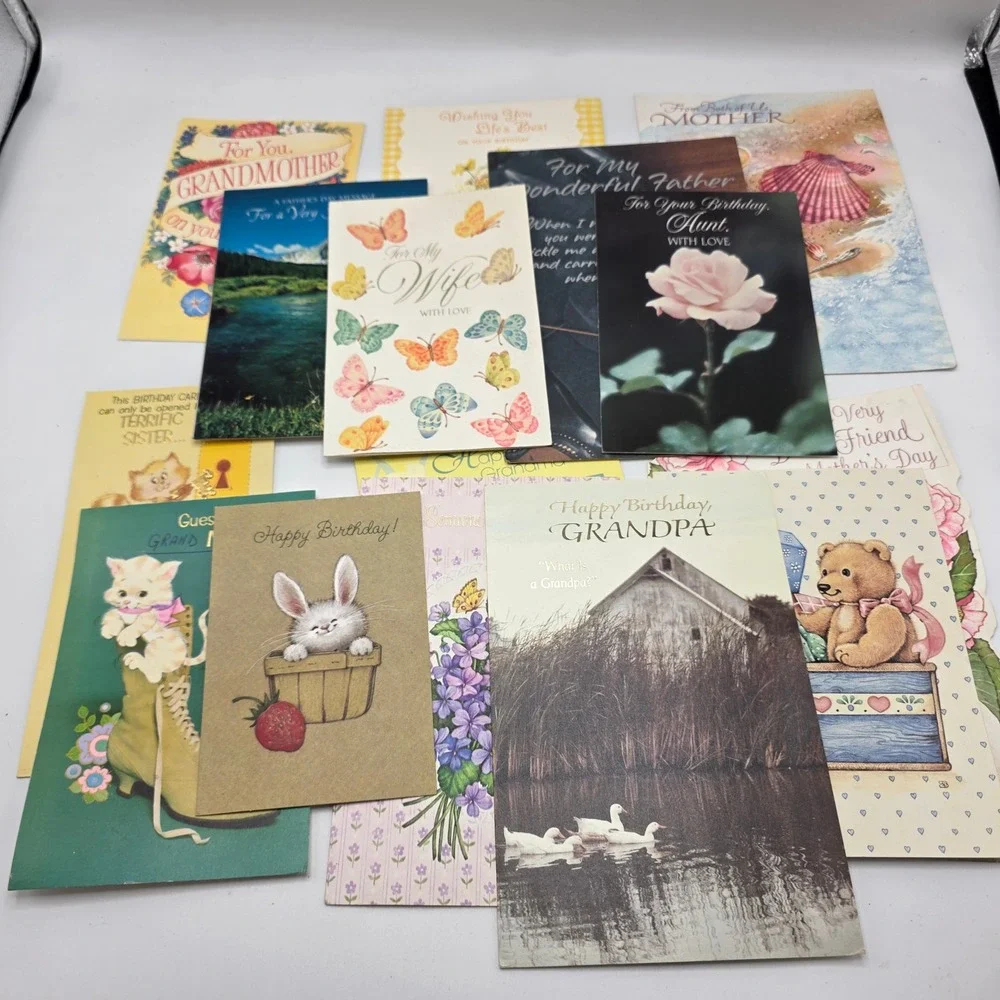 Vintage‎ Greeting Card Lot Mixed Occasions Floral Animal Ephemera Junk Journal
